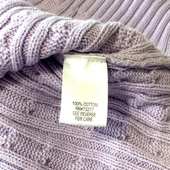 Croft&Barrow Women Sweater. 100% Cotton. Lavender. V-Neck. Cable Knit. Size XL. - Picture 7 of 9
